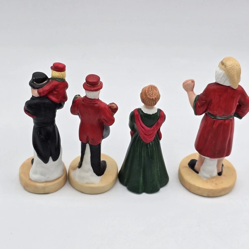 Vtg Christmas Village Figures Lot‎ Ceramic Miniature Scrooge Bob Tiny Tim